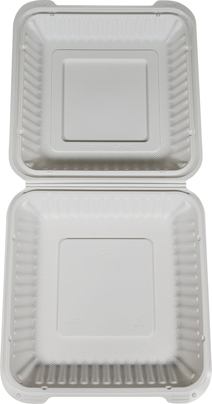 Eco-Craze - MFPP Clamshell Container - 9x9x2.8" - 1 Compt. - White