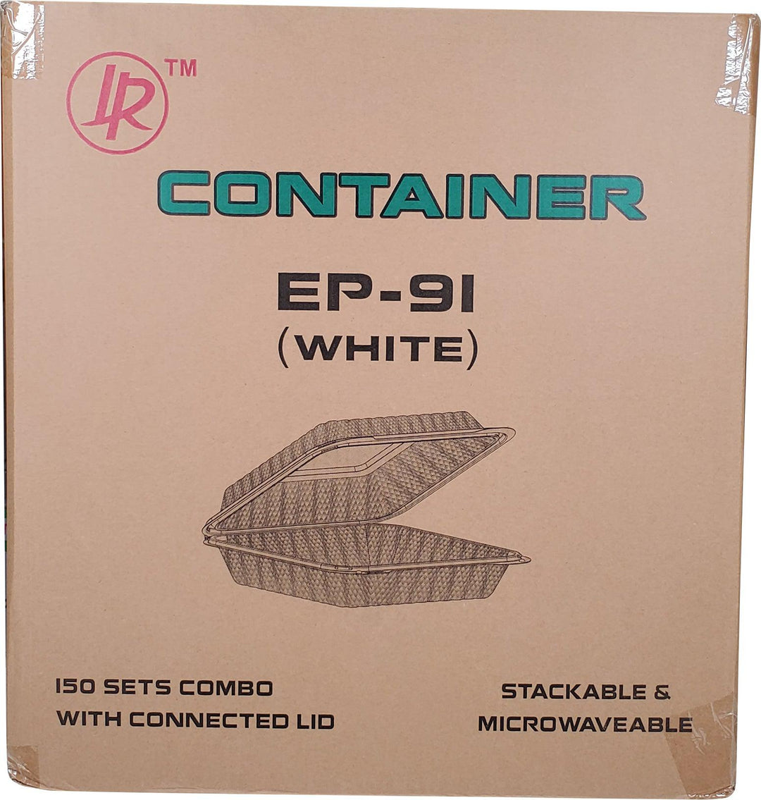 Eco-Craze - MFPP Clamshell Container - 9x9x2.8" - 1 Compt. - White