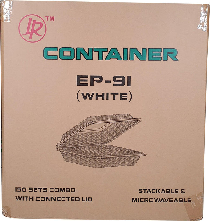 Eco-Craze - MFPP Clamshell Container - 9x9x2.8" - 1 Compt. - White