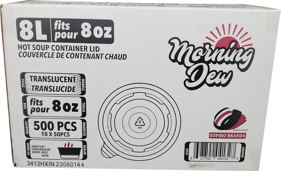 Morning Dew - Plastic Lids for 8 oz Paper Soup Container - 10 x 50 count