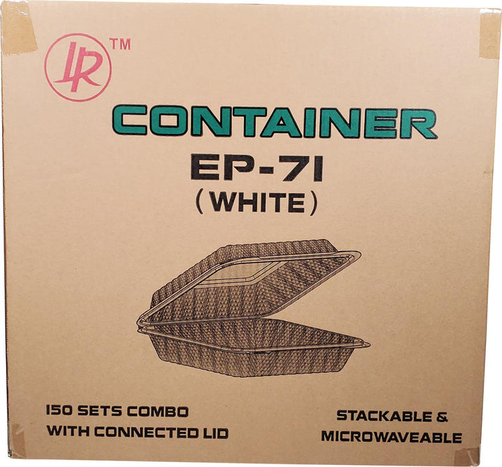 XC - MFPP Hinged Container 7.9"X7.9"- 1 Compartment - EP-71 - White