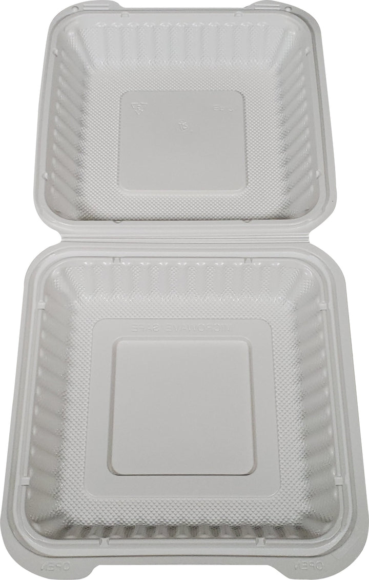 XC - MFPP Hinged Container 7.9"X7.9"- 1 Compartment - EP-71 - White