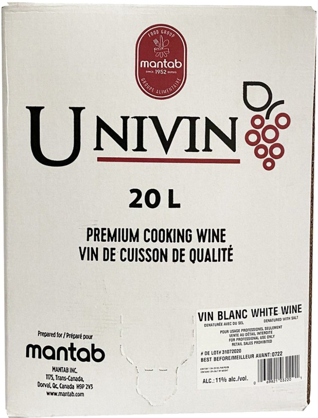 Univin - Cooking Wine - White - Denatured