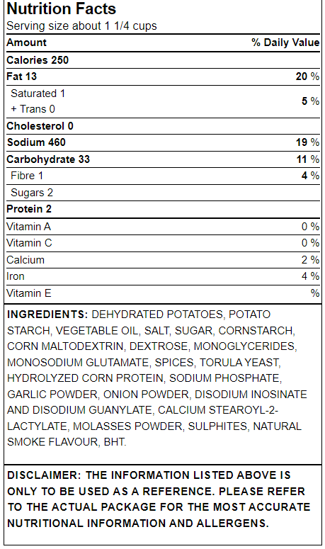 Nutritional Info Humpty Dumpty Ringolos Barbeque 49 x 50g