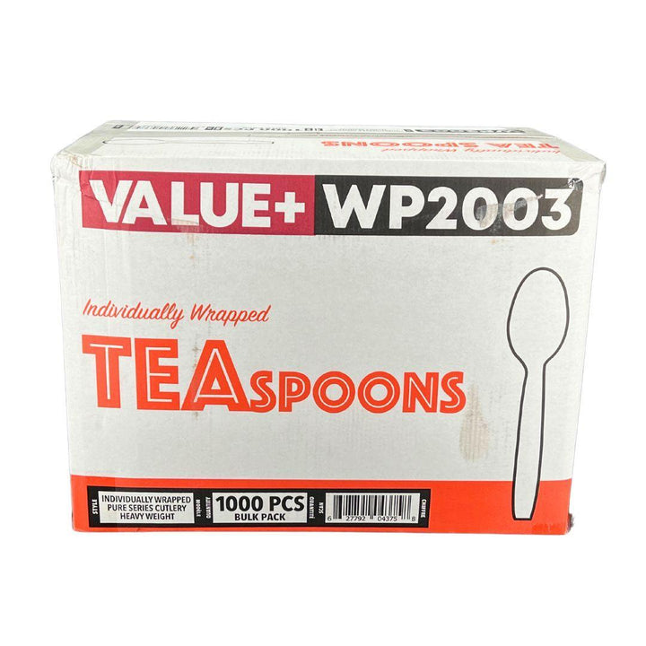 Value+ - Heavy - Plastic Tea Spoons - White - Ind. Wrapped - 1000 count