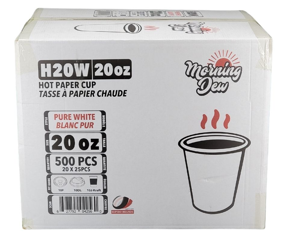 Morning Dew - 20 oz Hot Paper Cups - White - 20 x 25 count
