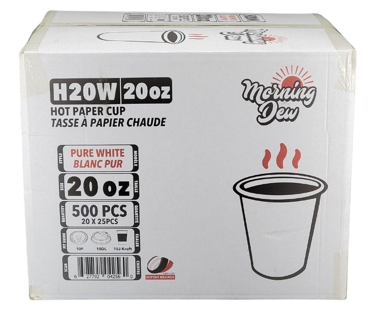 Morning Dew - 20 oz Hot Paper Cups - White - 20 x 25 count