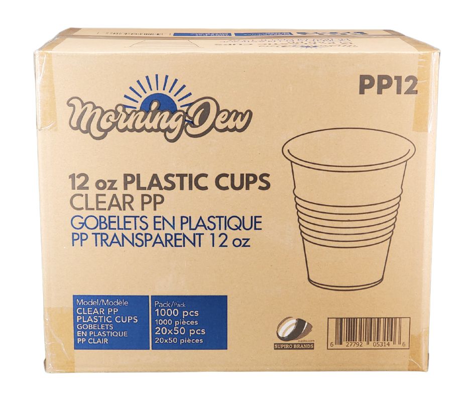 Morning Dew - 12oz Translucent Cups - Plastic - 20 x 50 count