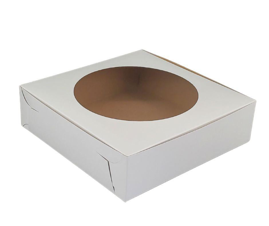 EB - Boîtes à gâteaux blanches - Avec fenêtre - 9x9x2.5 (Boîte à tarte)
