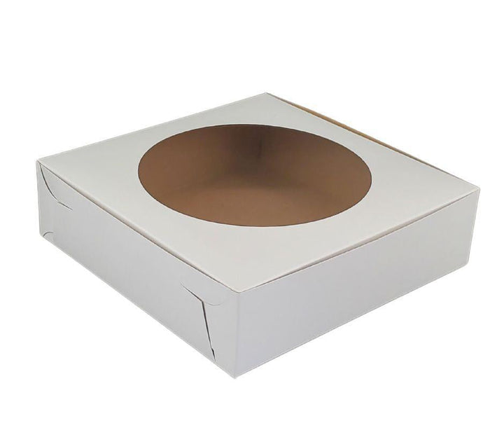 EB - Boîtes à gâteaux blanches - Avec fenêtre - 9x9x2.5 (Boîte à tarte)