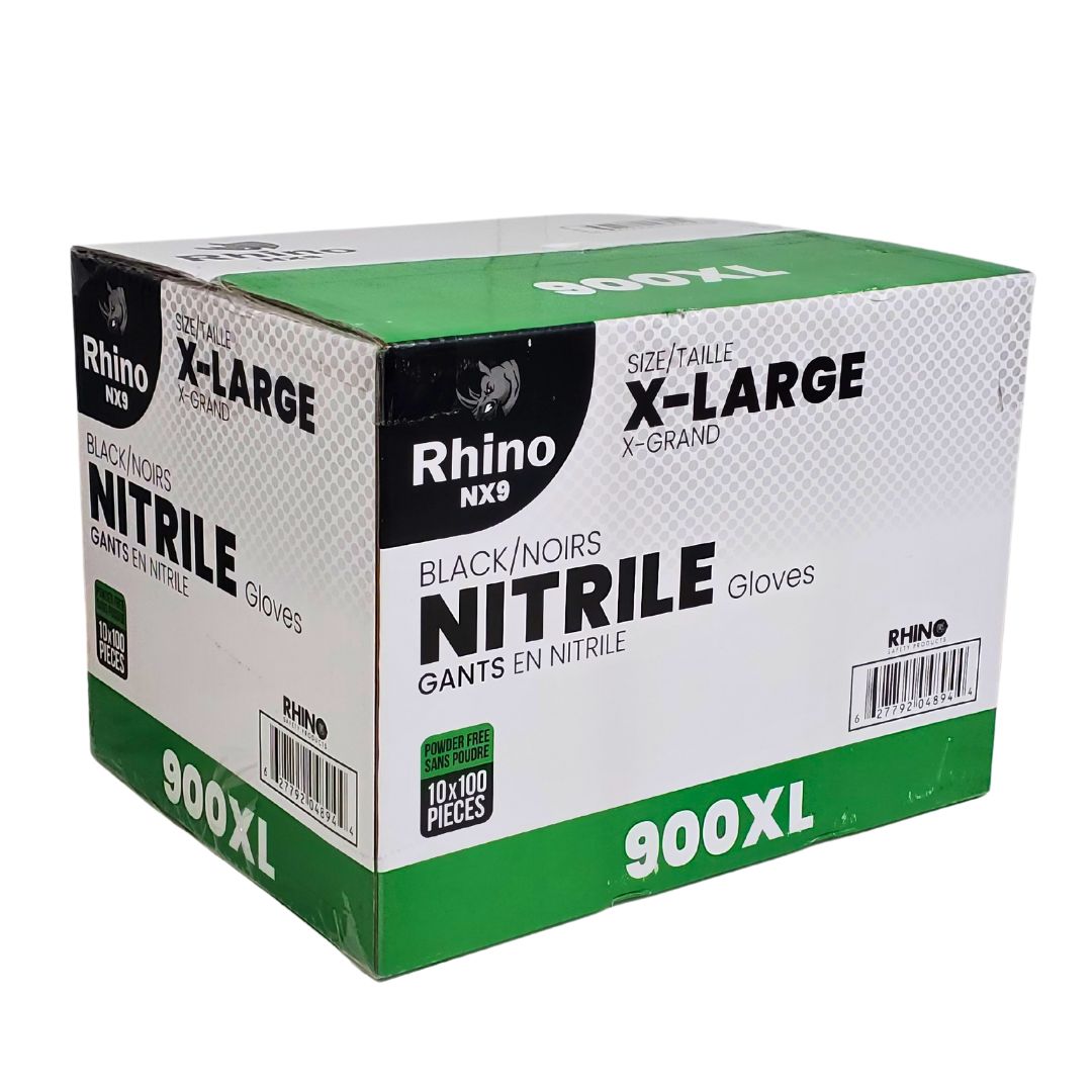 Rhino - NX9 - Black Nitrile Gloves - PF -  Extra Large - 900XL