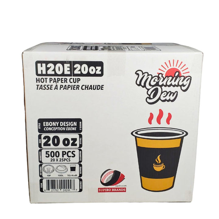 Morning Dew - 20 oz Hot Paper Cups - Ebony Print - 20 x 25 count