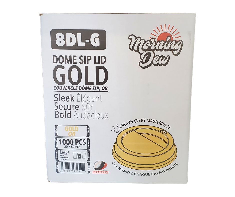 Morning Dew - Dome Sip Lid for 8oz Tall Hot Paper Cups - Gold - 20 x 50 count