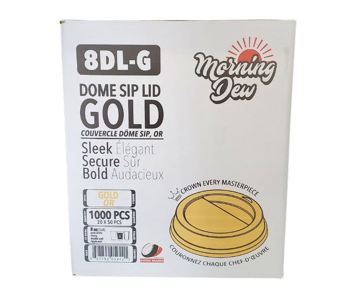 Morning Dew - Dome Sip Lid for 8oz Tall Hot Paper Cups - Gold - 20 x 50 count