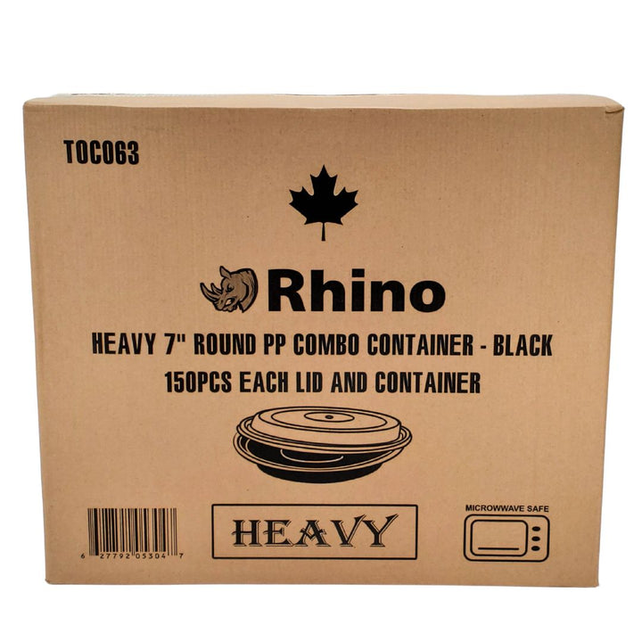 Rhino - Heavy 7" Round PP Combo Container - Black