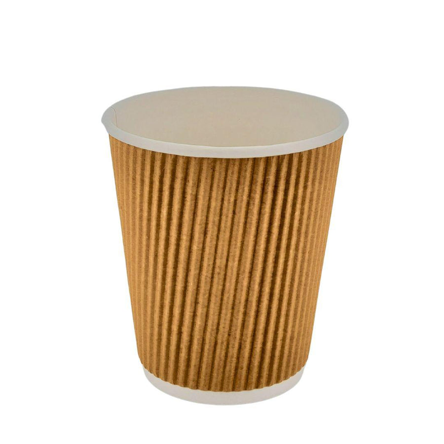 Morning Dew - 8 oz Tall Hot Paper Cup - Ripple - Kraft - 20 x 25 count
