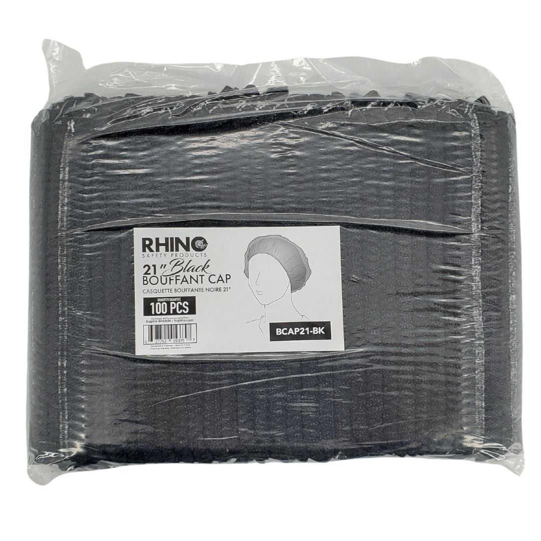 Rhino - 21" Bouffant Cap, Black - BCAP21-BK