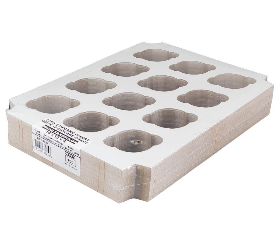 EB - 14 x 10 x 4 - Boîte à cupcakes avec insert pour 12 cupcakes - Blanc - 5284I