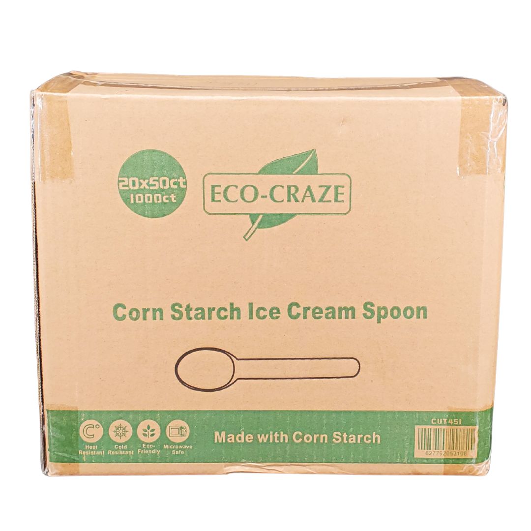 Eco-Craze - Corn Starch Ice Cream Spoon - 20 x 50 count