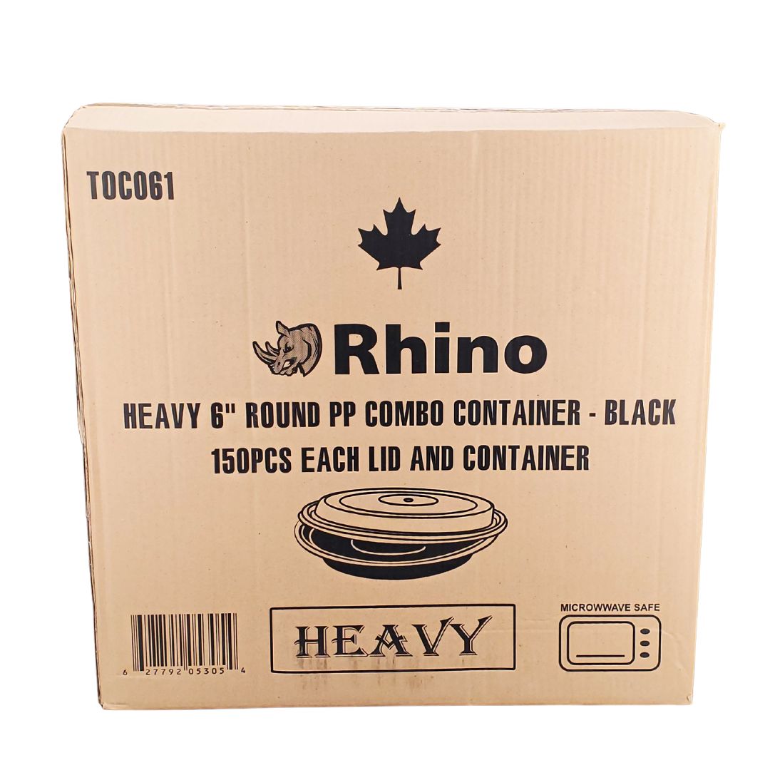 Rhino - Heavy 6" Round PP Combo Container - Black