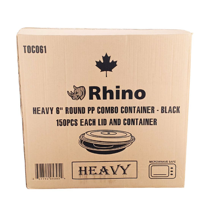 Rhino - Heavy 6" Round PP Combo Container - Black