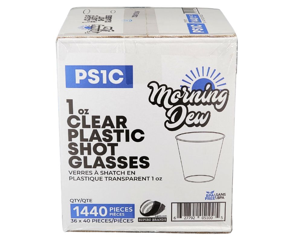 Morning Dew - 1oz Clear Plastic Shot Glass - 36 x 40 count