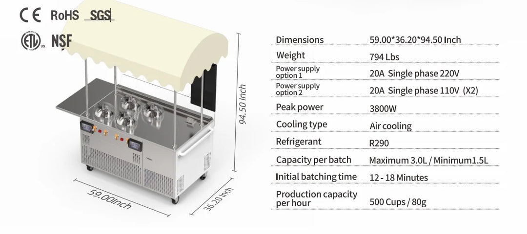 Top Churn V4 - Custom Gelato Cart - Make & Display Gelato, Ice Cream, & Sorbets