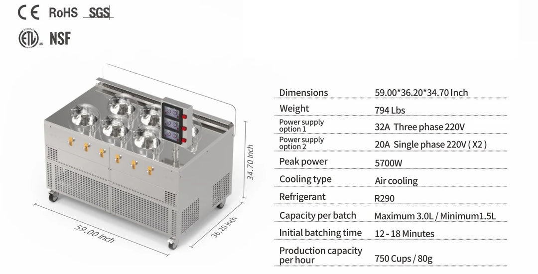 Commercial Gelato Ice Cream Maker, V6, Six Pots – Top Churn
