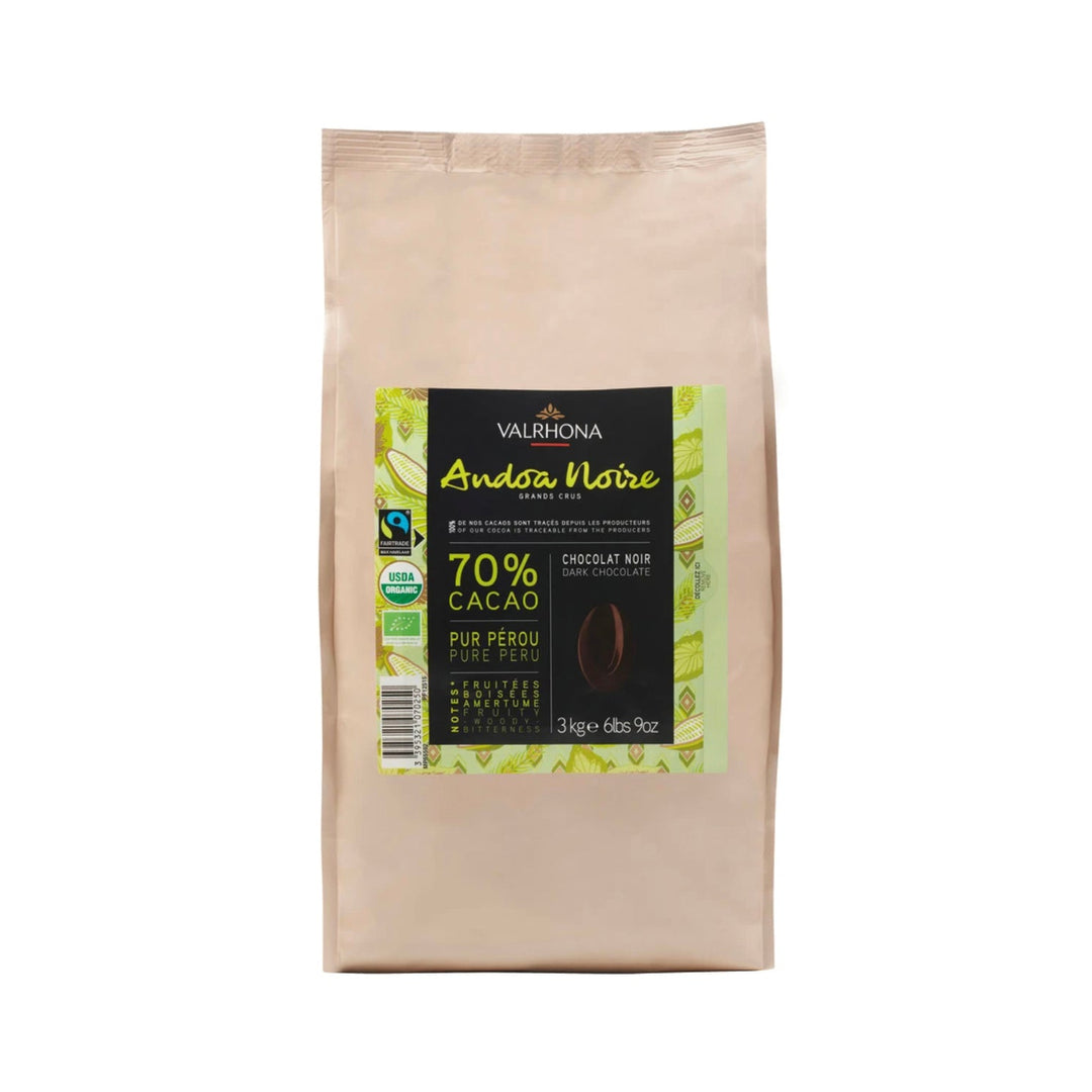 VALRHONA Andoa Noire 70% Organic Dark Chocolate Couverture 3kg - Canadian Distribution - Ships Free Within Canada on Orders Above CAD $199