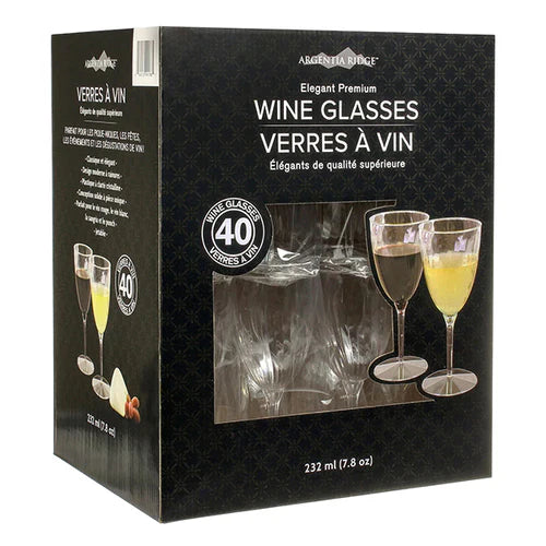 Argentia Ridge Wine Glasses 232 mL - Pack of 40  - Disposables, Restaurant Packaging and Take-Out Supplies - Canadian Distribution - Ships Free Within Canada on Orders Above CAD $199