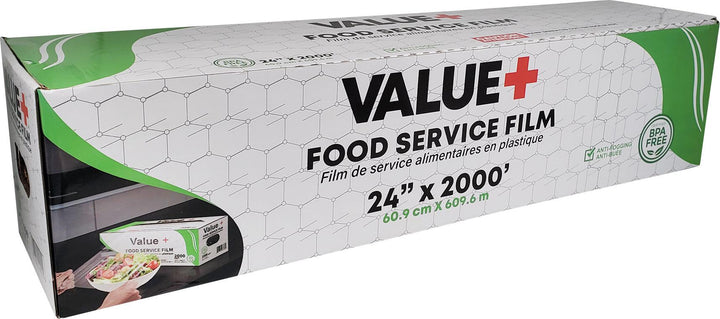 Value+ - 24" x 2000' Food Service Film Wrap in Cutter Box