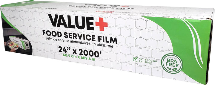 Value+ - 24" x 2000' Food Service Film Wrap in Cutter Box