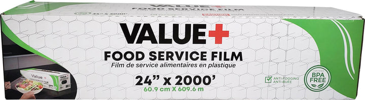 Value+ - 24" x 2000' Food Service Film Wrap in Cutter Box