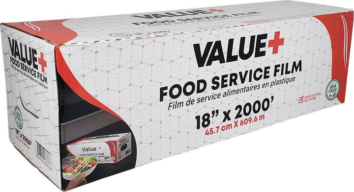 Value+ - 18" x 2000' Food Service Film Wrap in Cutter Box