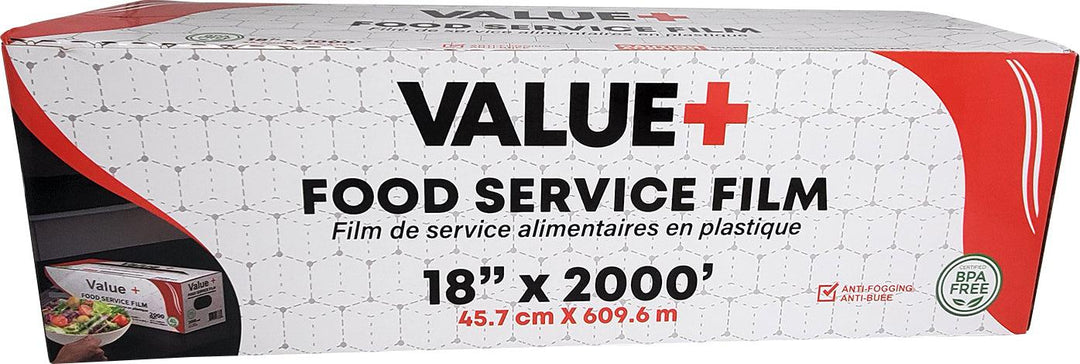 Value+ - 18" x 2000' Food Service Film Wrap in Cutter Box