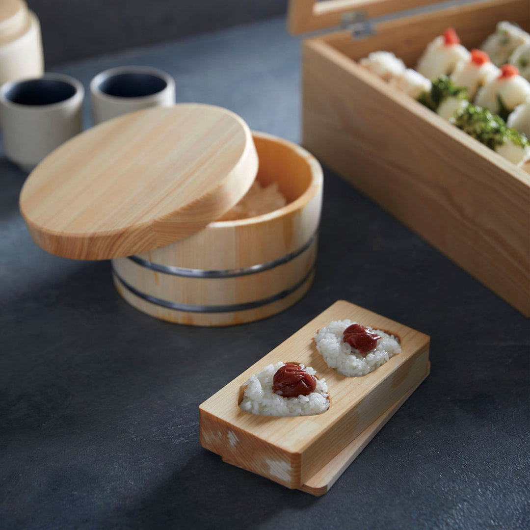 Onigiri Mold – Hinoki Wood 3-Cavity Japanese Rice Ball Maker - Canadian Distribution - Ships Free Within Canada on Orders Above CAD $199