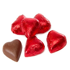 Milk Chocolate Hearts Red Foil Wrapped - 5 lbs - Foiled Bulk Chocolates - Candies and Confections - Canadian Distribution