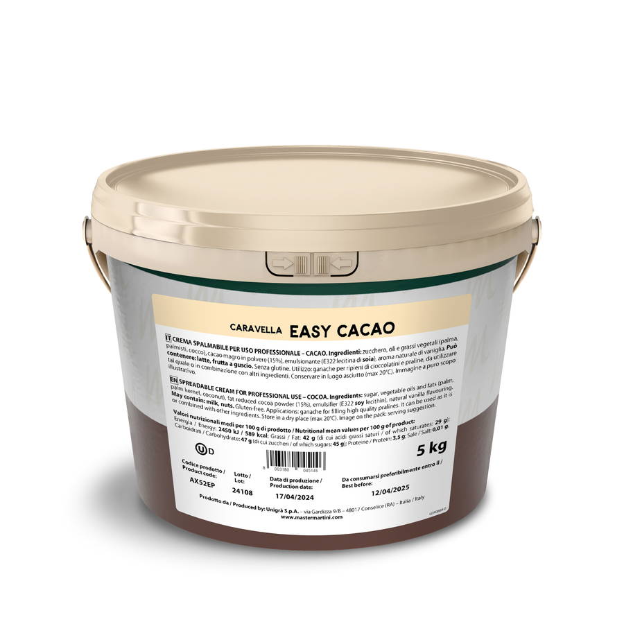 Caravella Easy Cocoa Ganache Spreadable Cream - 5 KG Bucket - Master Martini - Canadian distributor