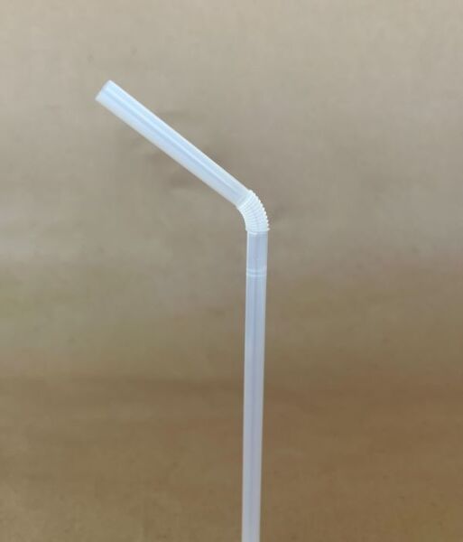 8.25" Translucent PLA Bendy Straw .25"dia Wrapped 2000cs BPI