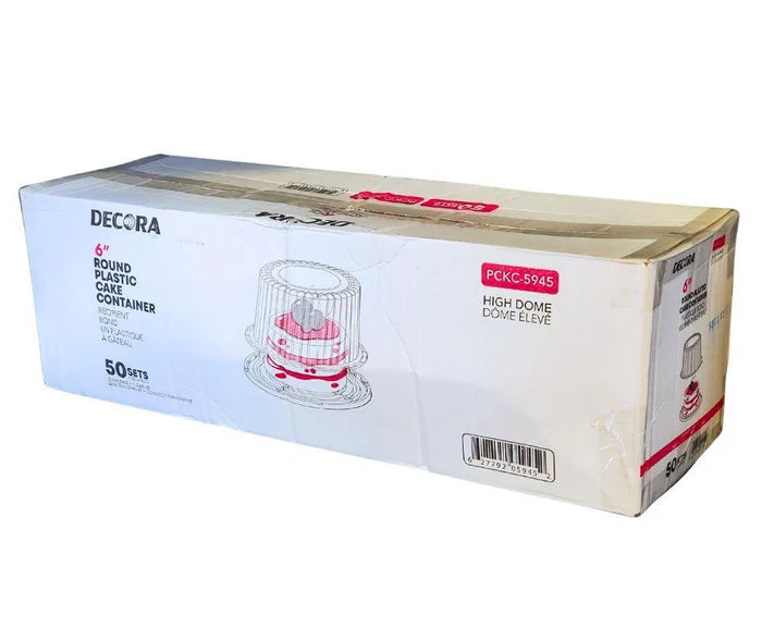 Case of Decora - 6inch - Plastic Round Cake Box - 50 CT - Clear - Combo - Canadian Distribution&nbsp;
