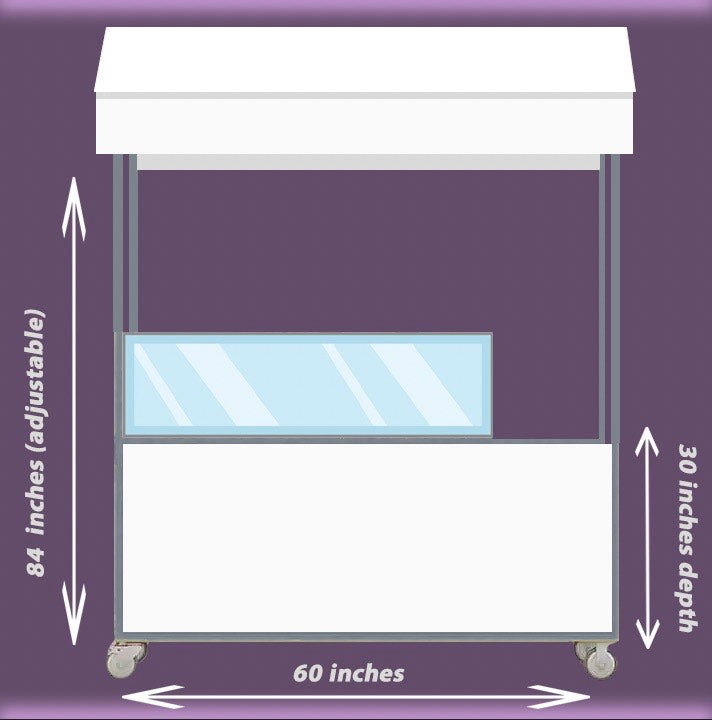 Dimensions of food and vending cart by Fun Foods Canada