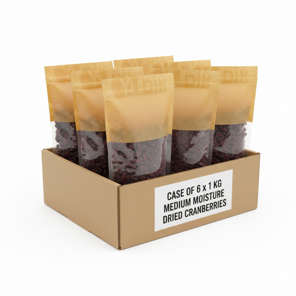 Case of Medium Moisture Dried Cranberries - 6 x 1KG - Canadian Distribution - Ships Free Within Canada on Orders Above CAD $199