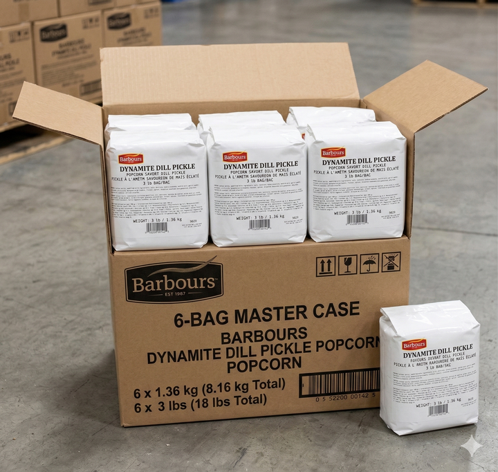 Case of Pop N Top - Dynamite Savory Dill Pickle - Popcorn and Snacks Seasoning - 1.36 KG Bag - Case (6 x 1.36 KG) - Ships Free Within Canada on Orders Above CAD $199