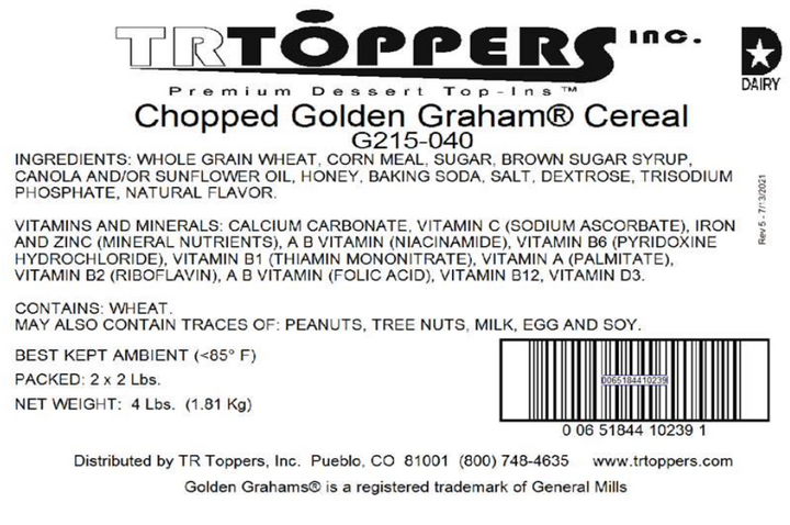Golden Grahams Candy Toppings | TR Toppers G215-040 | Premium Dessert Toppings, Mix-Ins and Inclusions | Canadian Distribution