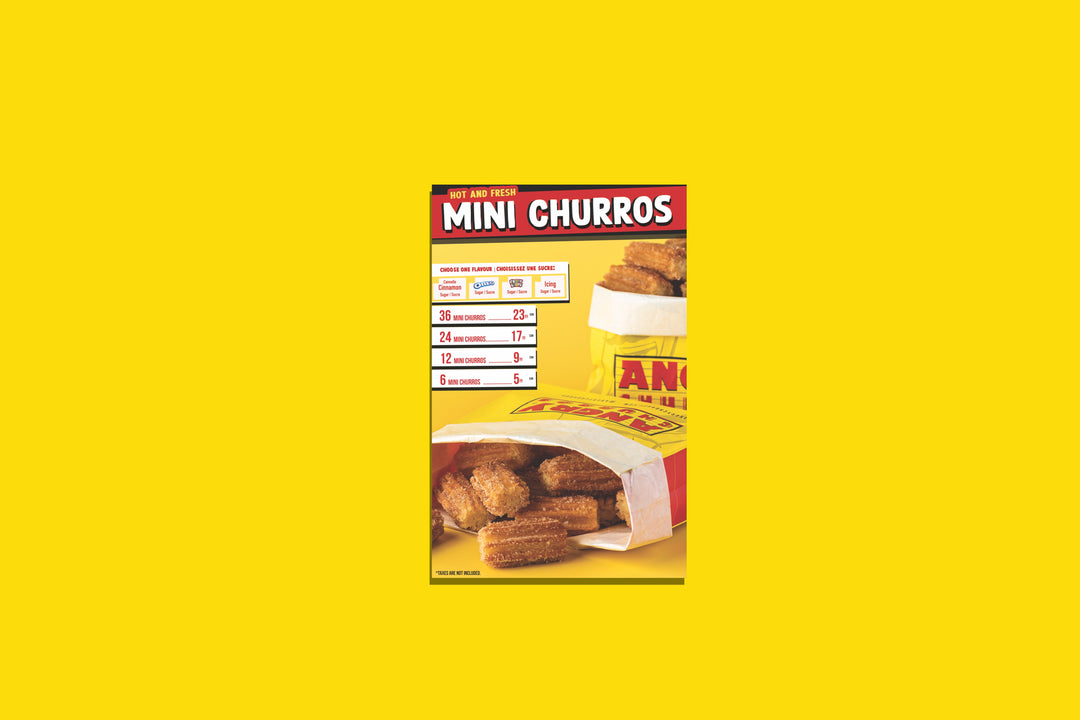 Mini Churro Menu - Stand-up Counter Sign | Concession and Carnival Foodservice Supplies Canada