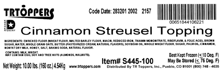 Cinnamon Streusel Topping Candy Toppings | TR Toppers S445-100 | Premium Dessert Toppings, Mix-Ins and Inclusions | Canadian Distribution