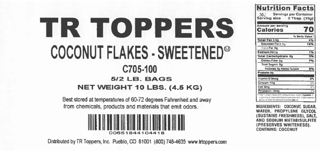 Coconut Flakes - Sweetened Candy Toppings | TR Toppers C705-100 | Premium Dessert Toppings, Mix-Ins and Inclusions | Canadian Distribution