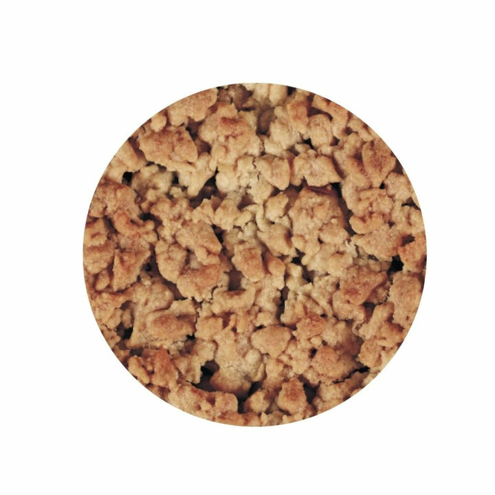 Close up texture image of rubicone speculoos (cookie butter) crumble