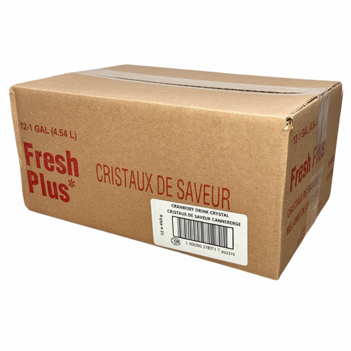 Cardboard box with 'Fresh Plus' branding on a white background Cranberry Crystals - Canadian Distributor