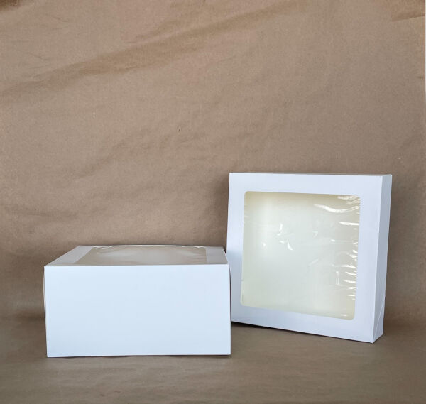 White PLA Window Box 10" x 10" x 5" , 100 per case - Disposable Take Away Food Packaging - Canadian Distribution